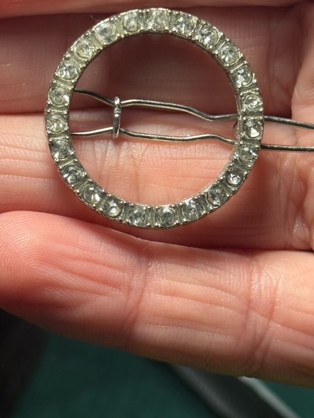 Silver-Tone Crystal Circle Hair Brooch -‎ Clear Rhinestones